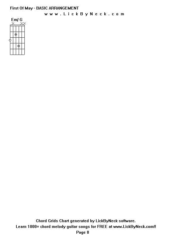 Chord Grids Chart of chord melody fingerstyle guitar song-First Of May - BASIC ARRANGEMENT,generated by LickByNeck software.